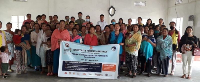 ICDS Jalukie Project under the Department of Social Welfare, Peren launched Poshan Pakhwada 2021 at Village Council Hall, Samziuram village on March 16. (DIPR Photo) 